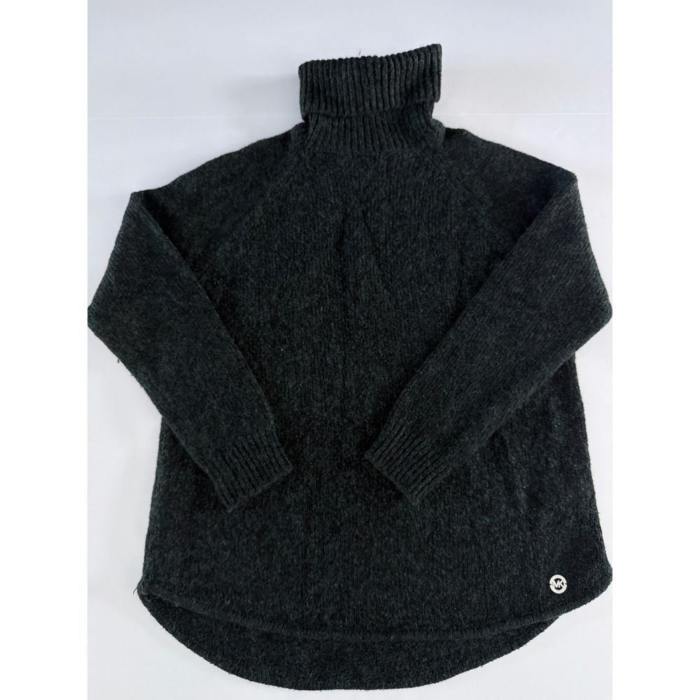 Michael Kors Womens Forrest Green Turtleneck‎ Sweater High-Low Knit Top Size L